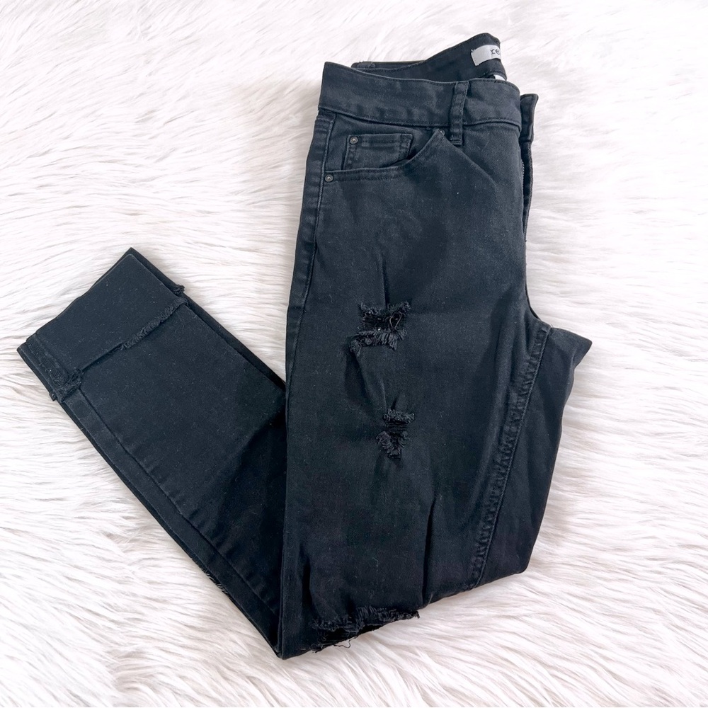 Black distressed skinny jeans, size 4